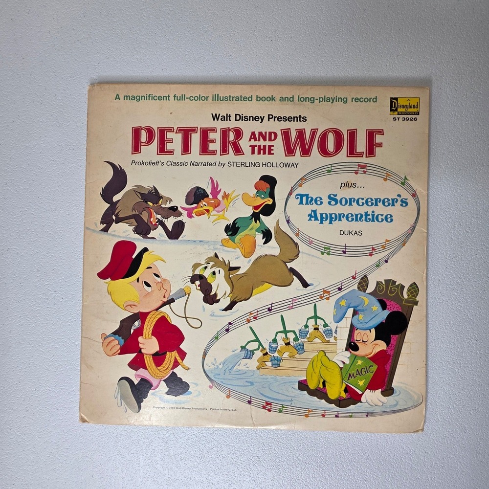 Vintage 1969 Disney Peter and the Wolf Vinyl Record Kids 12in ST 3926 Untested